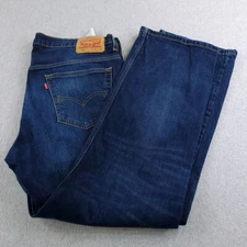 Levis 569 Jeans Men 36X30 Blue Denim Dark Wash Loose Straight Pants BLEACH SPOTS