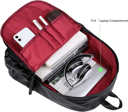 BP-08 Unisex PU Leather Computer Laptop Bag 15.6 inch Backpack Shoulder Bags ... - Picture 6 of 12