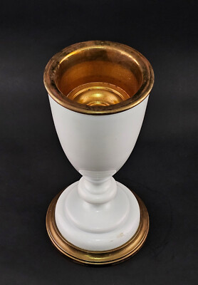 9235040 Large Kelch-Glas Opal Glass Biedermeier Um 1850 Messingmontierung Height