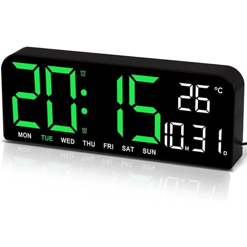 LED Large Digital Wall Desk Clock Remote Control Temperature Date Week Display - Picture 15 of 16