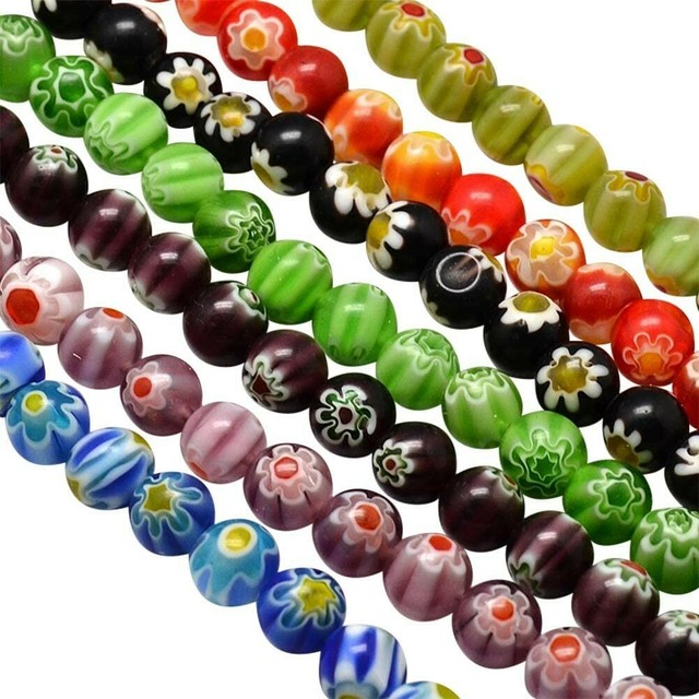 40 Wholesale Beads Millefiori Assorted Lot Bulk 8mm Floral Mixed Set eBay