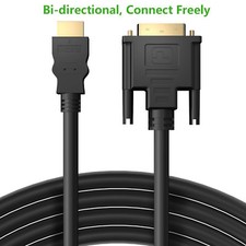 10FT HDMI Male to DVI D 24 1 Male Gold Adapter Cable HDTV LED LCD Cord Plug