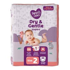 Parent's Choice Dry  Gentle Diapers Size 2, 40 Count