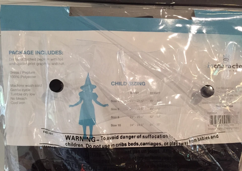 NUEVO CON ETIQUETAS Talla 6, 8, 10 pulgadas Personaje Halloween Disfraz Lil' Palmeado Bruja Rojo Negro Conjunto Foto 4 de 4