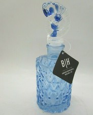 Embossed Perfume Bottle with Crystal Sea Shell Stopper Blue Harbor New Glass