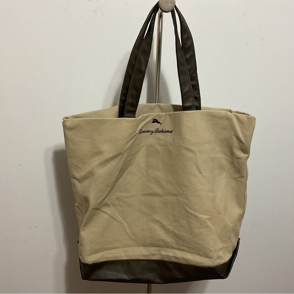 Tommy Bahama Soft Brown Cotton Tote Bag One Size