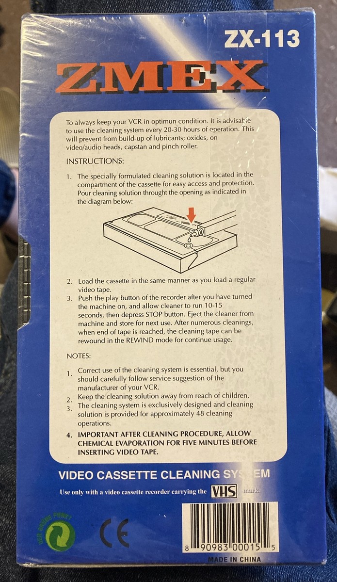 ZMEX ZZ-113 VHS Videocassette Cleaning System Brand New and Sealed