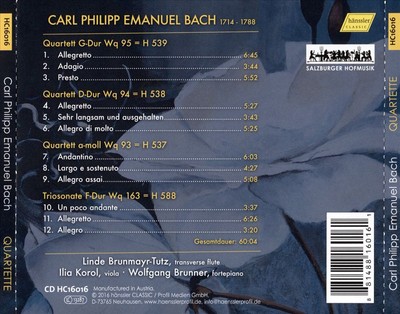 CARL PHILIPP EMANUEL BACH: QUARTETTE FR CLAVIER, FL TE UND BRATSCHE NEW CD