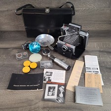 Vintage Polaroid Automatic 100 Land Camera Bundle with Manual Filters Flash Case