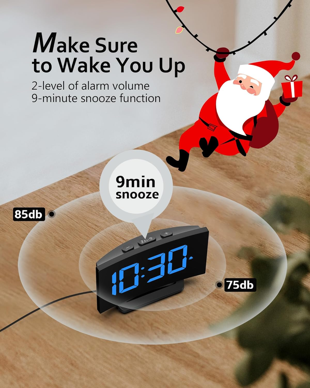 Digital Dual Alarm Clock USB Charger Snooze Battery Backup Compact