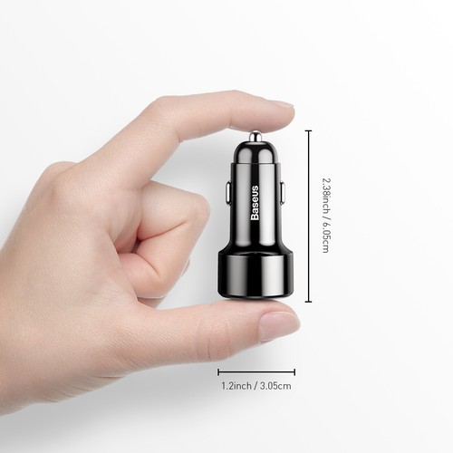 Baseus 6A Car Charger Lighter Fast USB Car Charger QC 3.0 Dual USB For Iphone - Picture 11 of 11