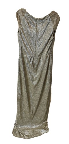 Lauren Ralph Lauren Evening Womens 10 Metalllic Ruched Gown Dress Mother of Brid - Picture 4 of 9