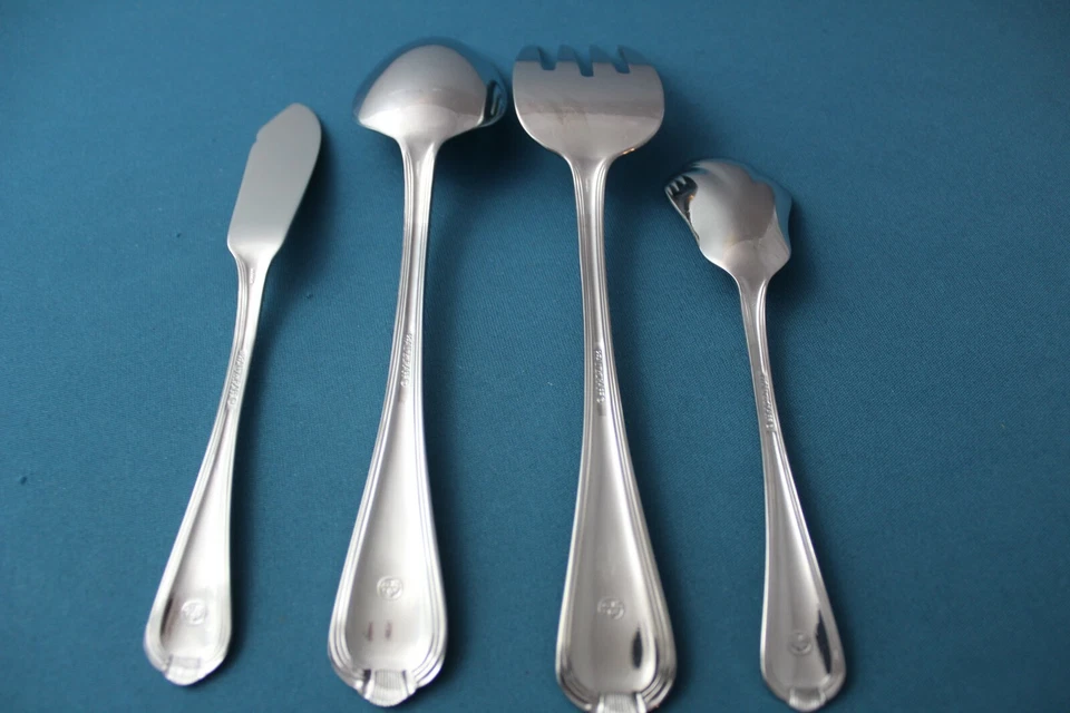 4pc Serving Tablespoon Fork Butter Sugar Pfaltzgraff ADDISON Stainless Korea - Imagem 4 de 4