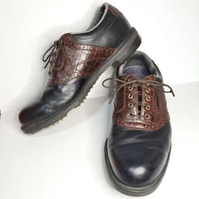 FootJoy Golf Shoes 8 M  #53494 DryJoys Croc Print Black Saddle Leather 