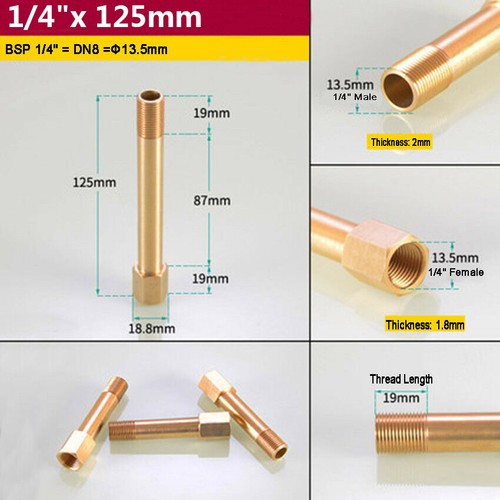 BSP 1/8" 1/4" 3/8" Male to Female Brass Connectors Pipe Extension 50mm to 150mm - Picture 14 of 20