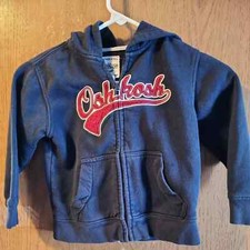 OshKosh B'Gosh Toddler Boys Hoodie Jacket Size 4T Kids Navy Blue Full Zip New