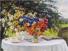 Flowers Lemon Cup C. Westchiloff Tile Mural Kitchen Backsplash Marble Ceramic