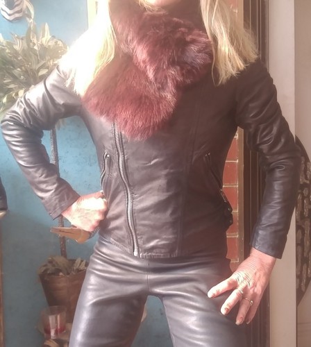 Muubaa Delphi Leather Fur Shawl Coat/Jacket sz 10/6/38 - Picture 2 of 11
