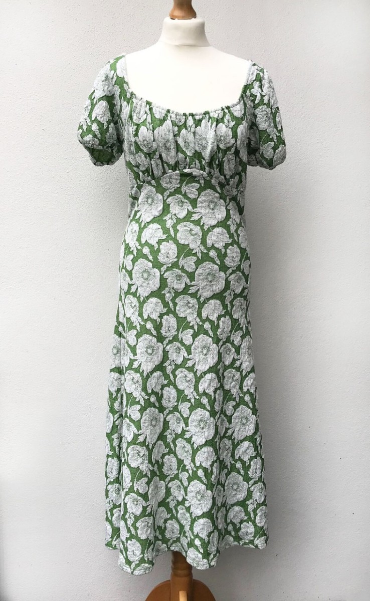 RIVER ISLAND Midi Aline Dress w/ Scoop Neckline - Green/White Floral - Size  12 | eBay UK