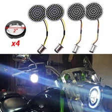 4PCS For Harley Fatboy Sportster 883 1157 Front Rear 81 LED Turn Signal DRL Ring