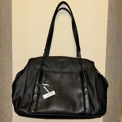 MSRP $99 NEW SIMPLY VERA VERAWANG CONTEMPORARY TRIPLE COMPARTMENT BLACK PURSE EV