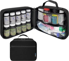 Large Padded Pill Bottle Organizer, Medicine Bag, Case, Carrier for Medications,