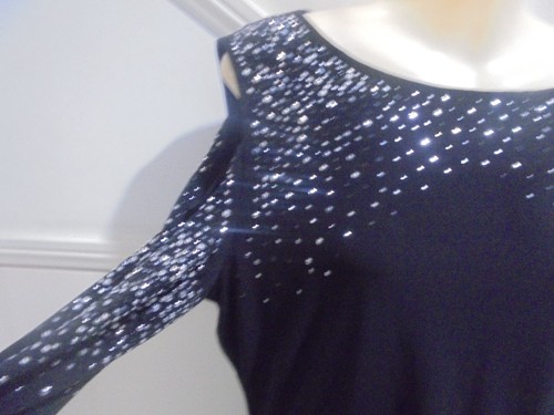 QUEENSPARK SIZE L (14 - 16) Stunning Black Beading Sparkly EVENING FORMAL DRESS - Picture 2 of 4