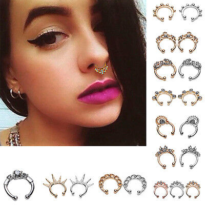 Gefälschte unisex septum clicker nasenring nicht piercing kleiderbügel clip CBL Gefälschte unisex septum clicker nasenring nicht piercing kleiderbügel clip CBL