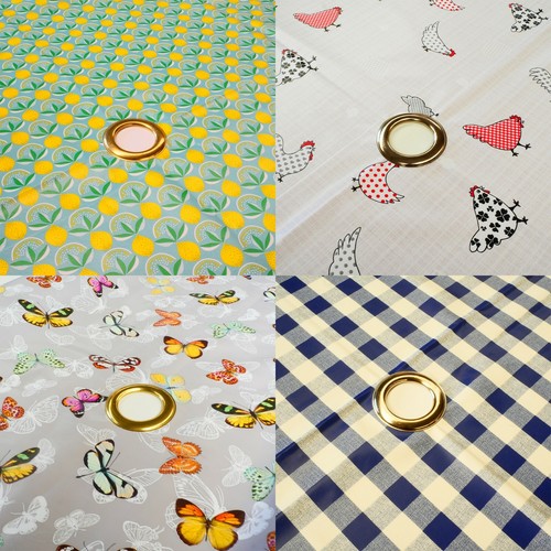 Wipe Clean PVC Vinyl Oilcloth Outdoors Tablecloth 140cm x 250cm 5cm Parasol Hole - Picture 2 of 46
