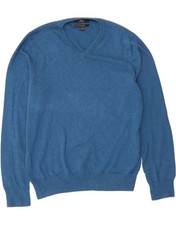 MARKS  SPENCER Mens V-Neck Jumper Sweater Medium Blue Cotton BZ09