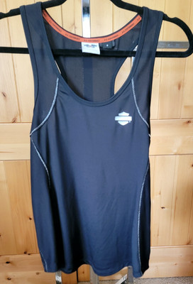 Harley Davidson Performance Tank Top Women s Small Black Mesh Racerback Active