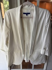 Apt. 9 Women  s White Blazer With Black Pin Striped, Medium Size