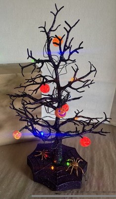 Avon 2012 Sparkling Halloween Tree-Purple Glitter WORKS GREAT EUC