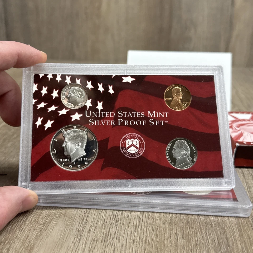 Juego de 9 monedas 1999 S plata prueba Estados Unidos con caja original y certificado de autenticidad San Francisco como nuevo Foto 4 de 4