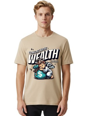 Comfort-Above-Wealth Mens Graphic Tee,100% Cotton,Casual Summer Wear