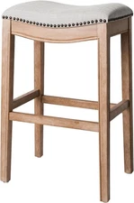 Maven Lane Adrien Kitchen Saddle Backless Bar Stool with Nailhead Trim, Weathere