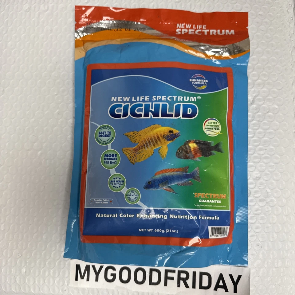 New Life Spectrum Cichlid Fish Small 1 MM Pellets 600G - 21 Oz NLS Exp 12/2025 - Image 2 of 4