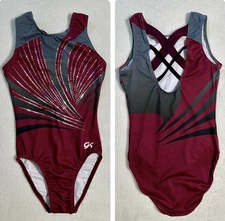 GK ELITE Gymnastics Leotard CRISS-CROSS Back UNIQUE Sequin Bling USA Tank Leo AS