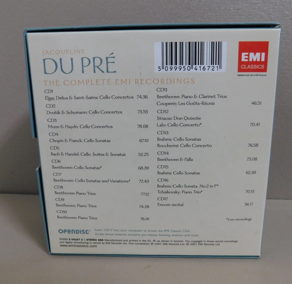 Jacqueline Du Pre: Complete EMI Recordings (CD, 2007, 17 Disc, EMI Classics) VGC - Image 3 of 4
