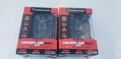 TWO (2) Stealth Cam Deceptor Max 2.0 No Glo Cellular Trail Camera 40MP 100ft GPS