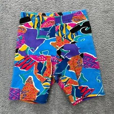 Vintage Gilda Marx Shorts Girls Medium Blue Abstract Print Artsy Dancer Floral A