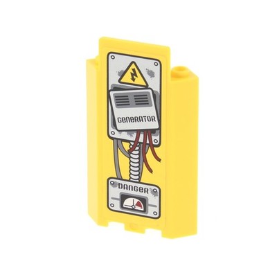 1X Lego Wall Panels 3X3X6 Yellow 'GENERATOR' Cable 'DANGER' Corner 87421pb008