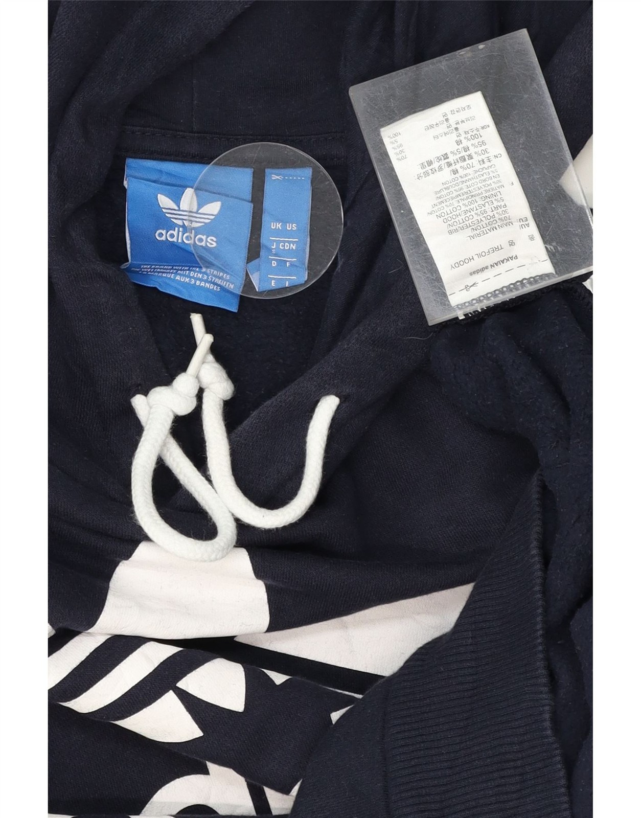 ADIDAS Mens Graphic Hoodie Jumper Small Navy Blue Cotton CF06 thumbnail 3
