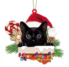 Black Cat Christmas Ornament Black Cat Xmas Decor Tree Hanging Collectible CRS23