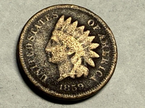 1859 copper-nickel INDIAN HEAD U.S. Cent. VG-Fine details, porous. #q1
