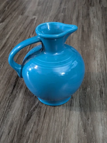 Fiesta Peacock Blue Handled Carafe Fiestaware Pitcher 7.5" USA HLC Vase Jug