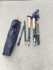 Set of Trekology Folding Trekking Poles 110-130CM Green W/Bag - 37A