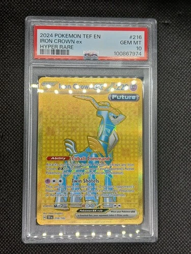 2024 POKEMON TEF EN-TEMPORAL FORCES 216 IRON CROWN EX HYPER RARE PSA 10 GOLD