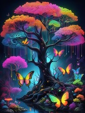 Colorful Tree 5D Diamond Painting Kits for Adults, Colorful Butterfly Diamond Ar