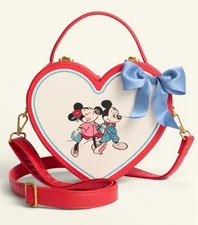 Mickey Mouse & Minnie Mouse Heart Shaped Crossbody Handbag